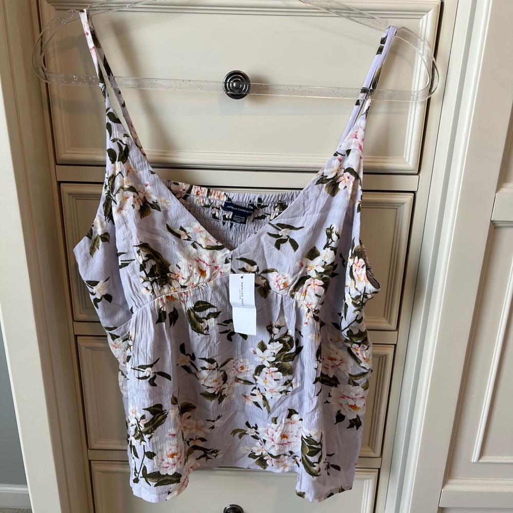 American Eagle light purple floral tank, NWT, size XL